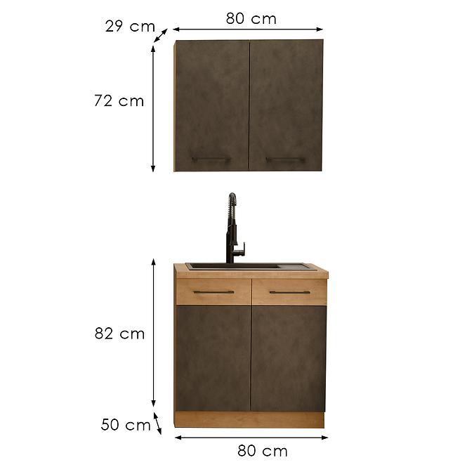 Küchenzeile Vigo graphit 80cm ohne Tischplatte