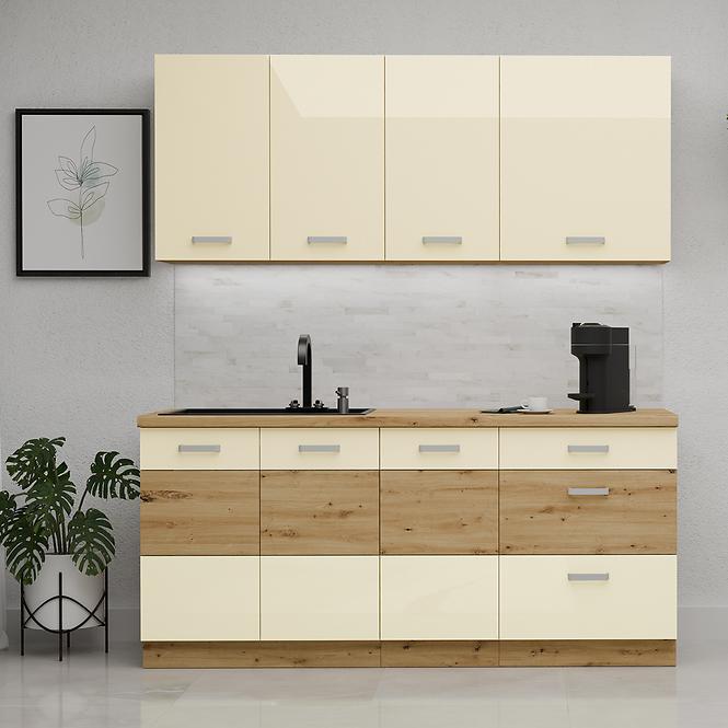 Küchenzeile Artisan creme 180cm ohne Tischplatte