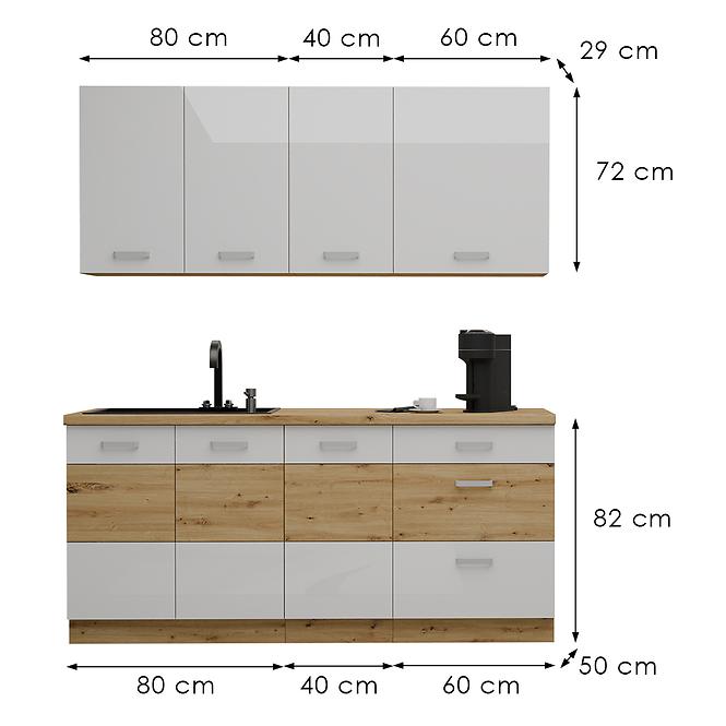 Küchenzeile Artisan White 180cm ohne Tischplatte