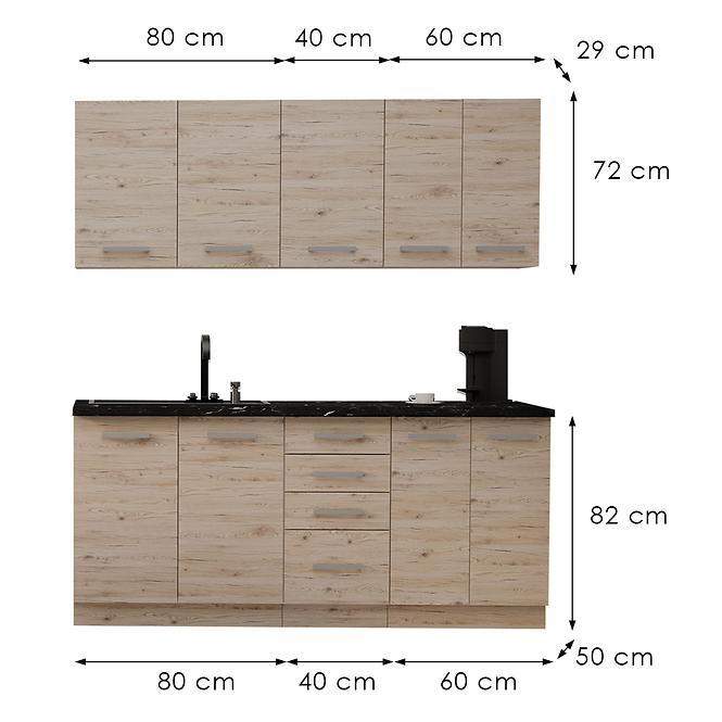 Küchenzeile Bordeaux 180cm ohne Tischplatte