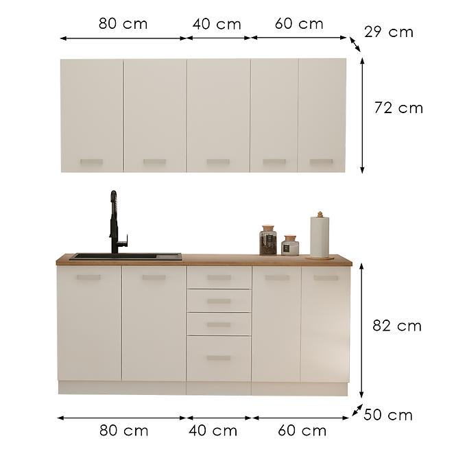 Küchenzeile Eko White 180cm ohne Tischplatte