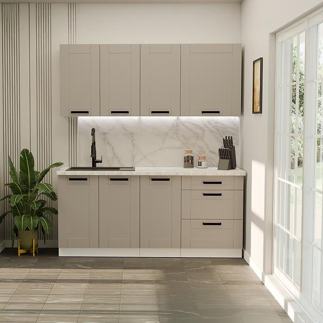 36SE+KUCHYNSKA LINKA LUNA CLAYGREY/BILY 180CM BEZ DESKY