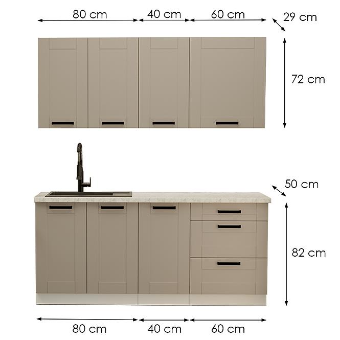 36SE+KUCHYNSKA LINKA LUNA CLAYGREY/BILY 180CM BEZ DESKY,2