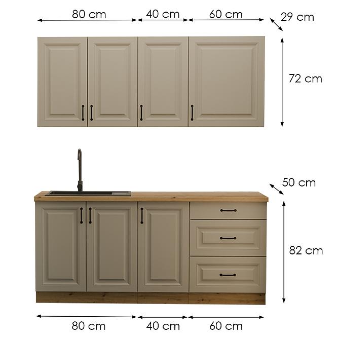 36SE+KUCHYNSKA LINKA STILO CLAYGREY/ARTISAN 180CM BEZ DESKY