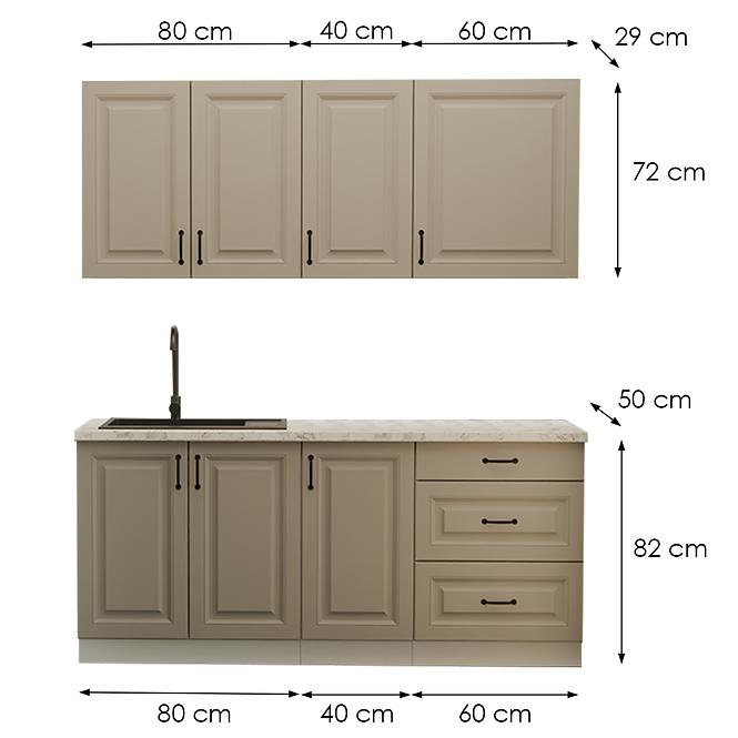 36SE+KUCHYNSKA LINKA STILO CLAYGREY/BILY 180CM BEZ DESKY