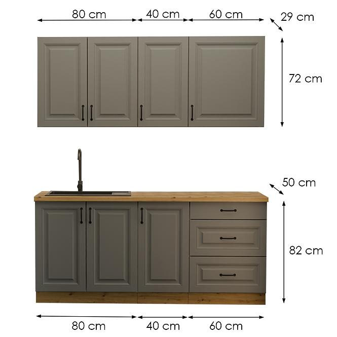 36SE+KUCHYNSKA LINKA STILO DUSTGREY/ARTISAN 180CM BEZ DESKY