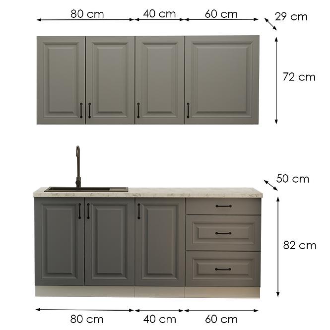 36SE+KUCHYNSKA LINKA STILO DUSTGREY/BILY 180CM BEZ DESKY