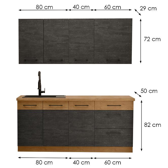 36SE+KUCHYNSKA LINKA VIGO DARK 180CM BEZ DESKY