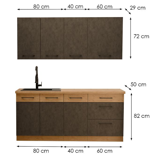 36SE+KUCHYNSKA LINKA VIGO GRAFIT MAT 180CM BEZ DESKY