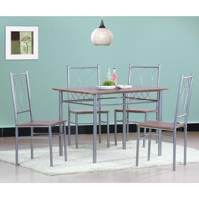 Esszimmer Set Lucia d01024 1+4 Silber – Nuß