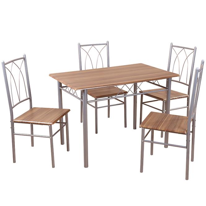 Esszimmer Set Lucia d01024 1+4 Silber – Nuß