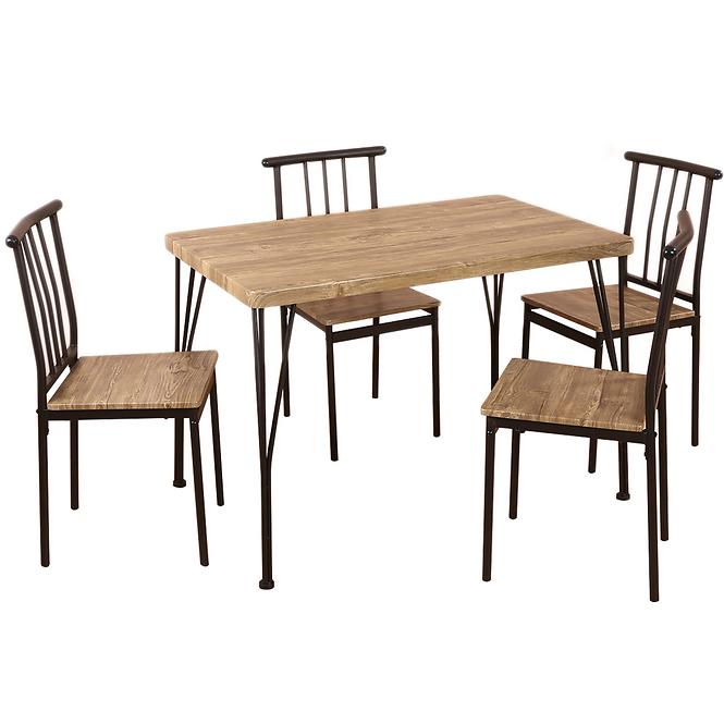 Esszimmer Set Bolek d01150 1+4  braun – Eiche
