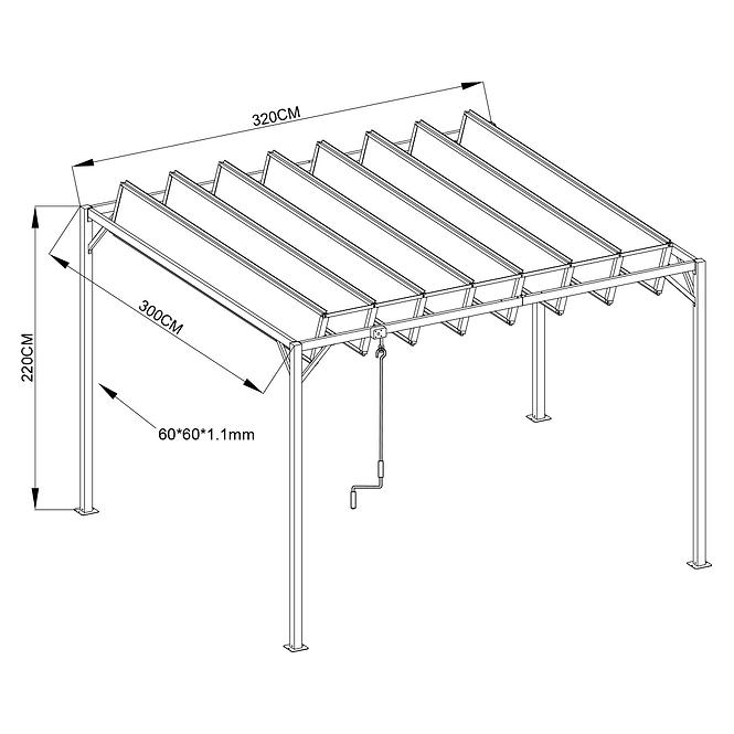 Gartenpavillon / pergola YF-3866N 3x3,2m