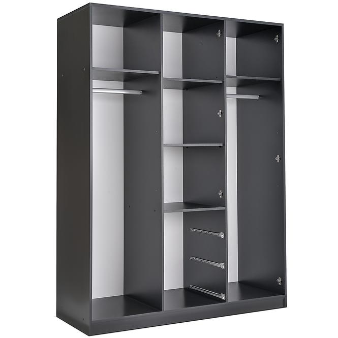 Schrank Duarte D3 Kaschmir/Schwarz/Spiegel 