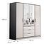 Schrank Duarte D4 Kaschmir/Schwarz/Spiegel ,2