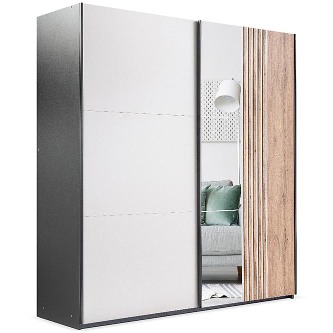 Schrank Evora 203 Kaschmir/Schwarz/Wotaneiche 