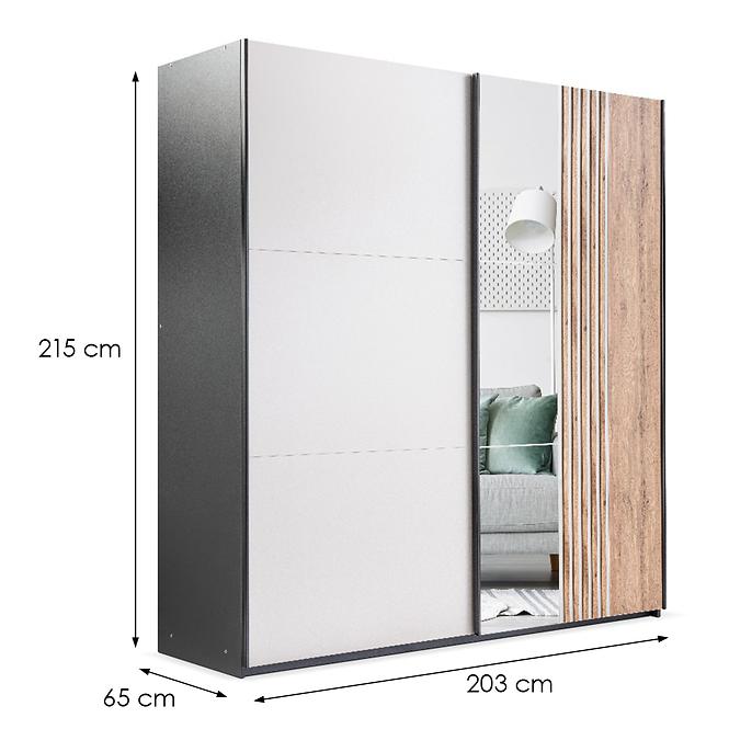 Schrank Evora 203 Kaschmir/Schwarz/Wotaneiche 
