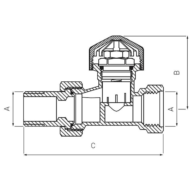 Thermostatisches Ventil durchgängig 1/2˝ gerade