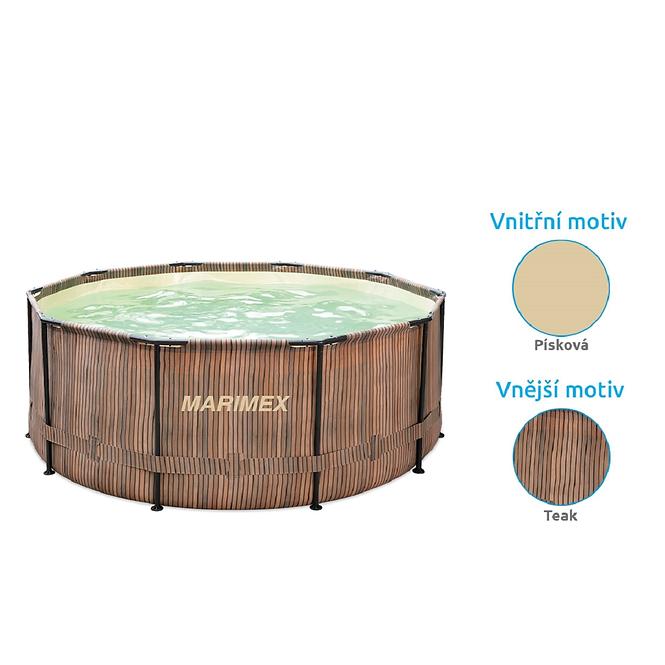 Marimex Florida Pool 3,05 x 0,91m mit eingebautem Skimmer TEAK-Motiv