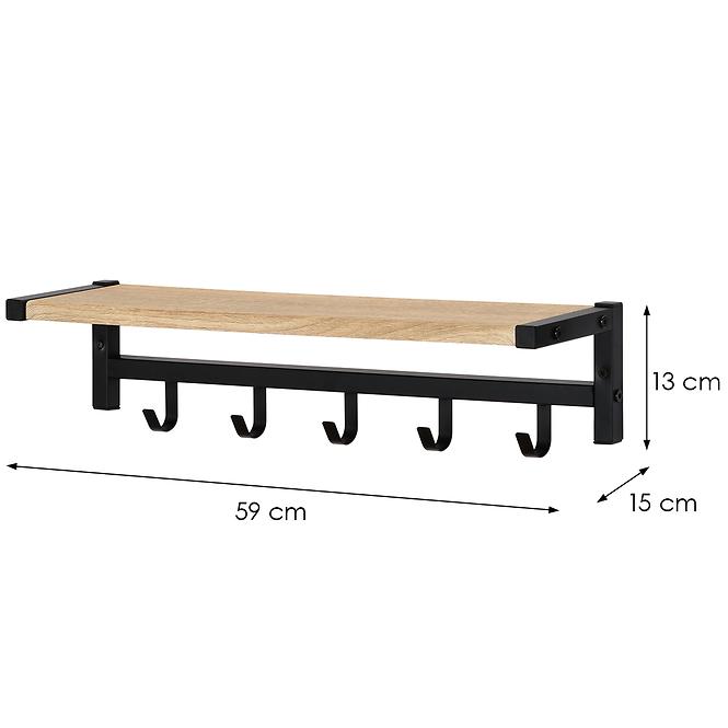 Wandgarderobe mit Ablage und Haken GC6195 Schwarz/Eiche Sonoma