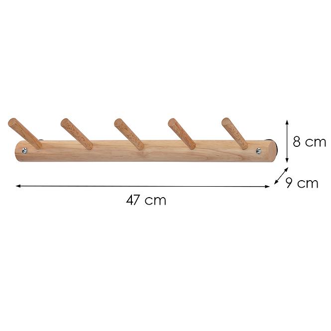 Wandgarderobe aus Holz mit Haken GC7316-5 Natural