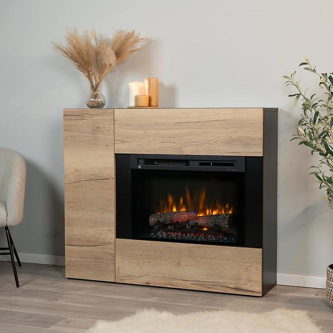 Elektrokamin Bia 26 Schwarz/Helle Eiche
