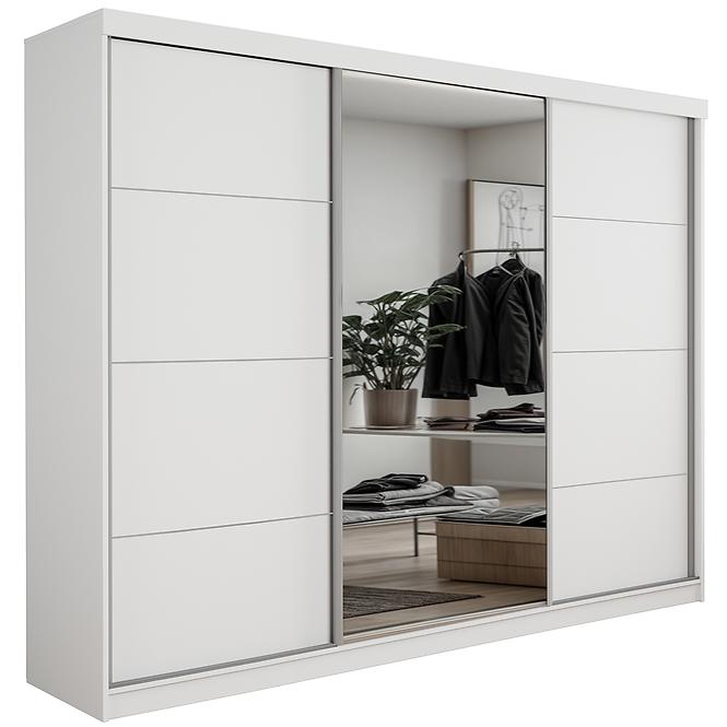 Schrank Palermo 250 Weiß + Spiegel