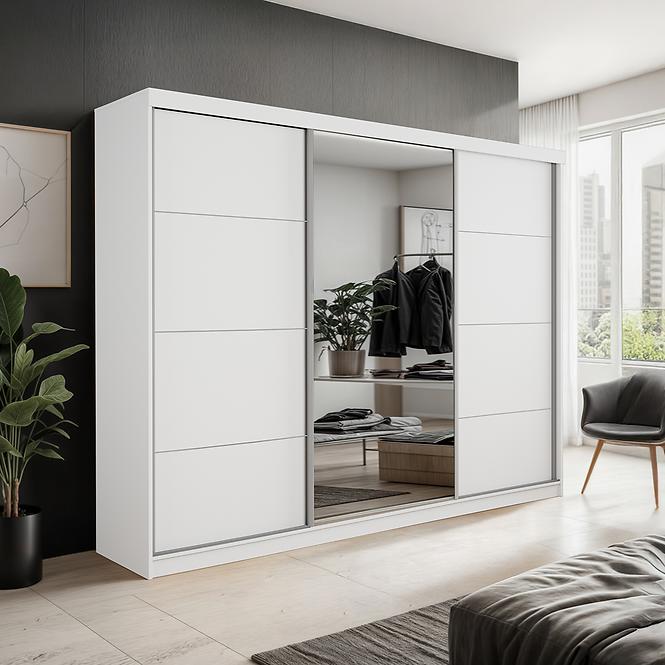 Schrank Palermo 250 Weiß + Spiegel