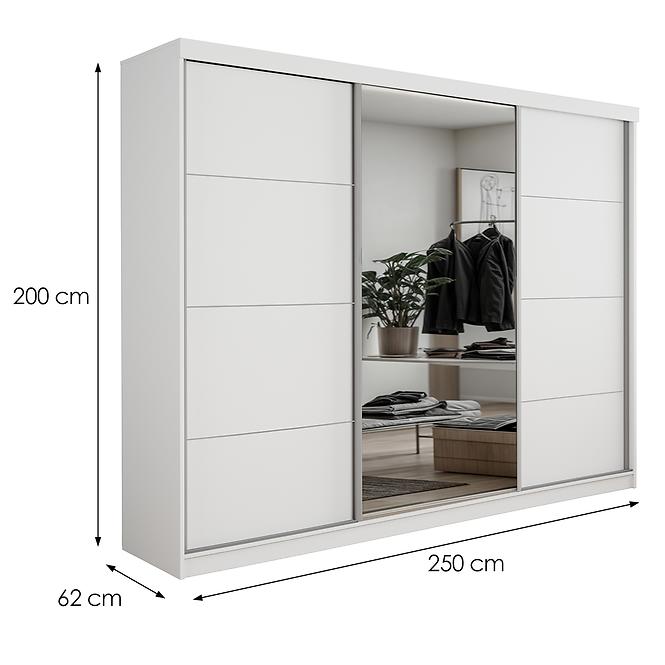 Schrank Palermo 250 Weiß + Spiegel