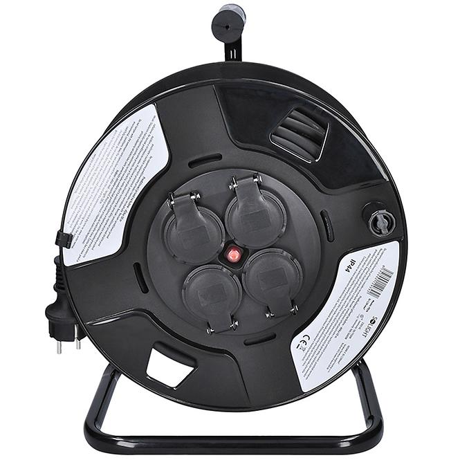 Kabelrolle, 4 Steckdosen, IP44, 3x 1.5mm2, Länge 50m,3