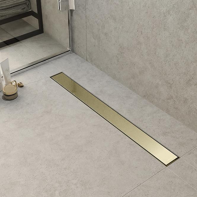 Entwässerungsrinne linear + vollflächig doppelseitig gebürstetes Gold 700,4