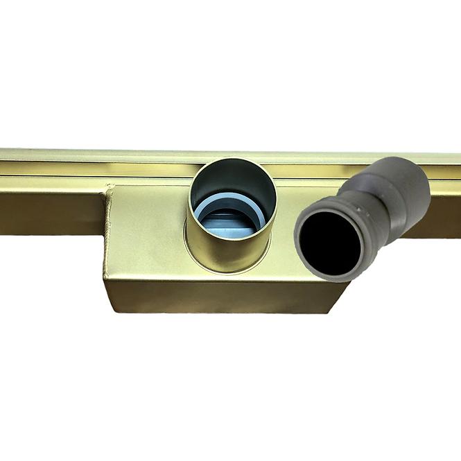 Entwässerungsrinne linear + vollflächig doppelseitig gebürstetes Gold 700,8