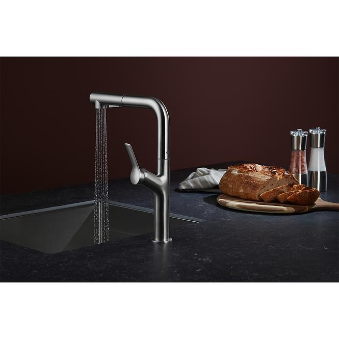 Spülbecken-Armatur Duero Design Inox mit ausziehbarer Brause,3