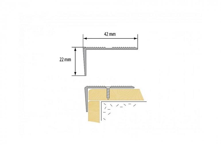 Treppenprofil mit Nut LSSR 42X22 1,0m Silber,3