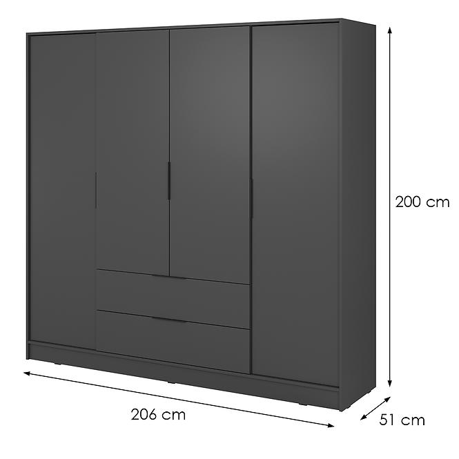 Schrank Kelly 4D ohne Spiegel graphite