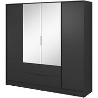 Schrank Kelly 4D mit Spiegel schwarz