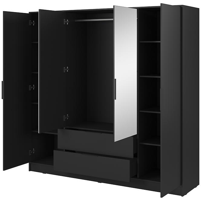 Schrank Kelly 4D mit Spiegel schwarz