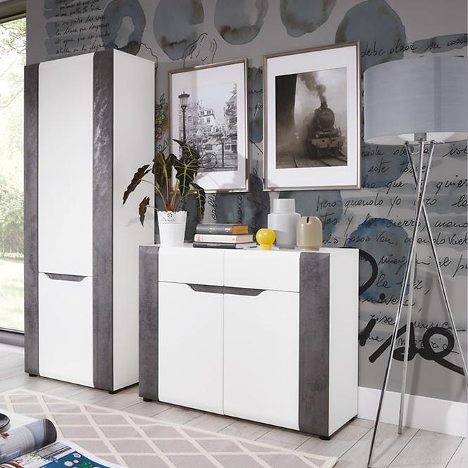 Kommode Brando B03 weiß/beton 3d2s