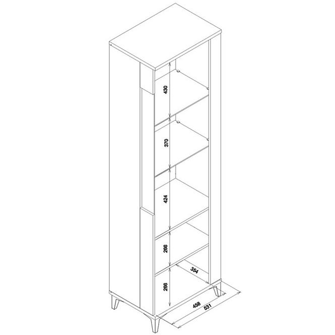 Vitrine L Snobi Sb08 eiche craft/Alpinweiß