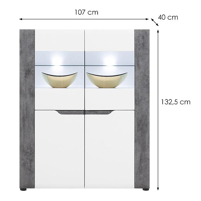 Vitrine Brando B04 weiß/beton