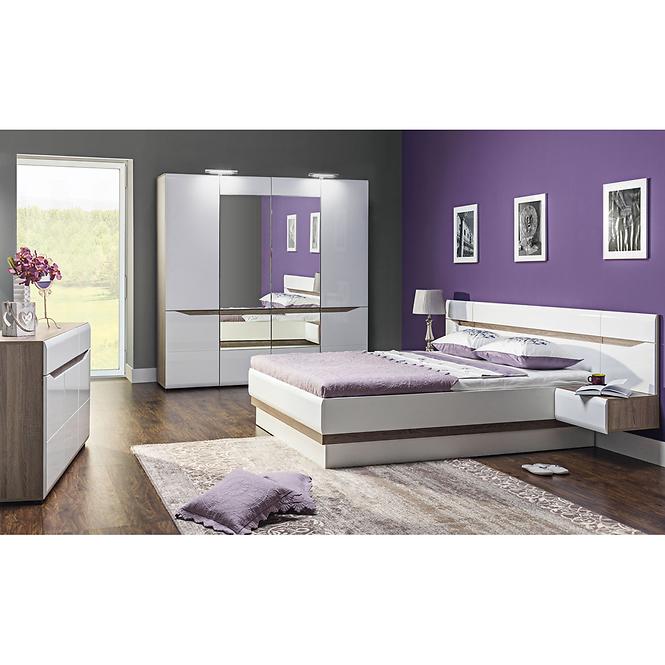 Bett Lionel Li12/180 eiche sonoma/weiß