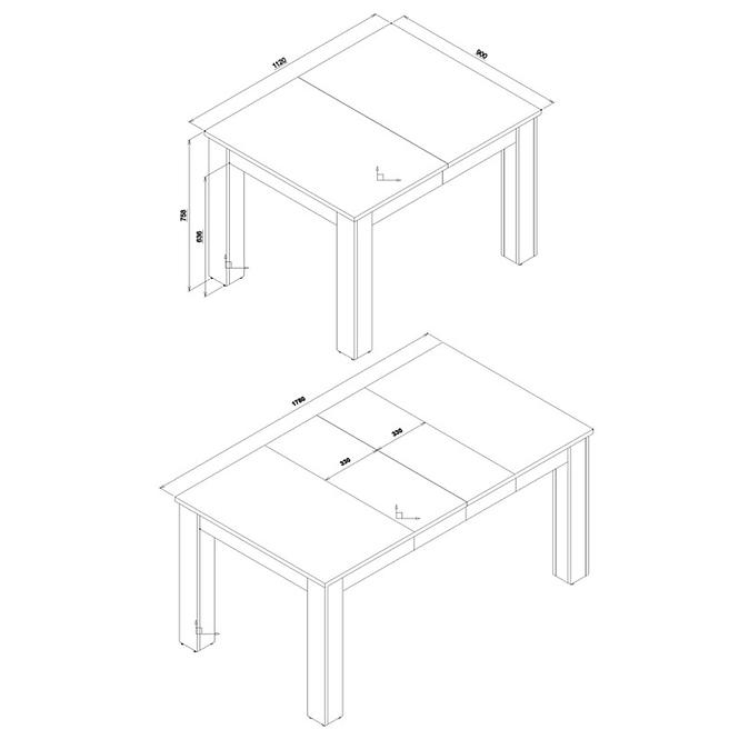 Tisch Snobi Sb14 eiche craft/Alpinweiß