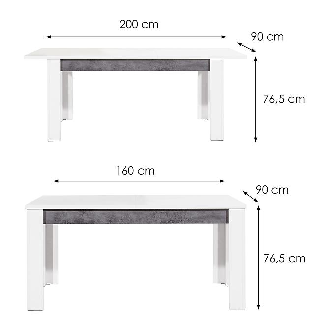 Tisch Brando B10 weiß/beton