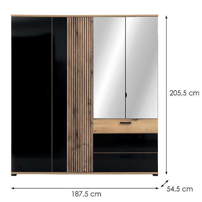 Schrank 4d Aris As11 eiche evoke/schwarz
