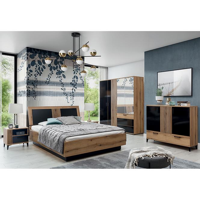 Schrank 4d Aris As11 eiche evoke/schwarz