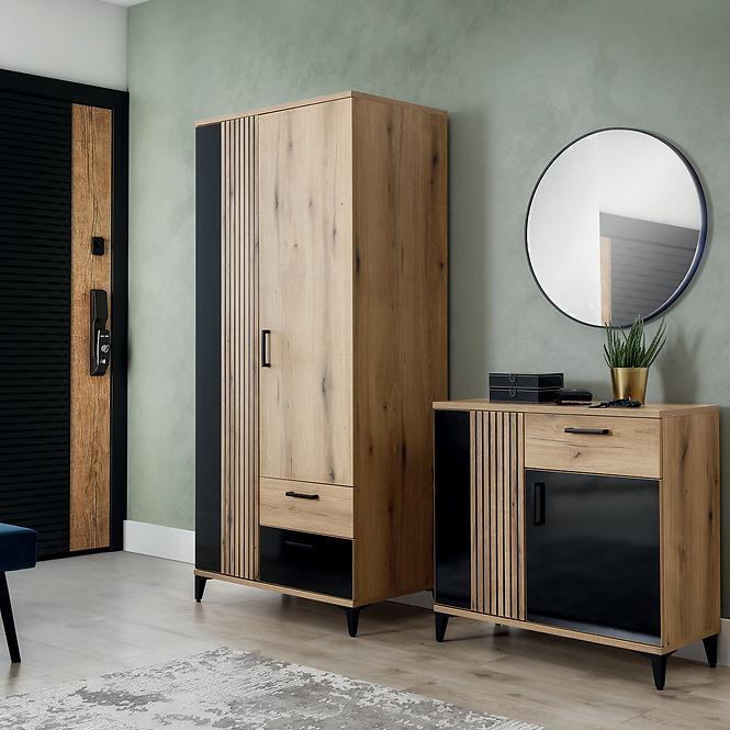 Schrank 4d Aris As11 eiche evoke/schwarz