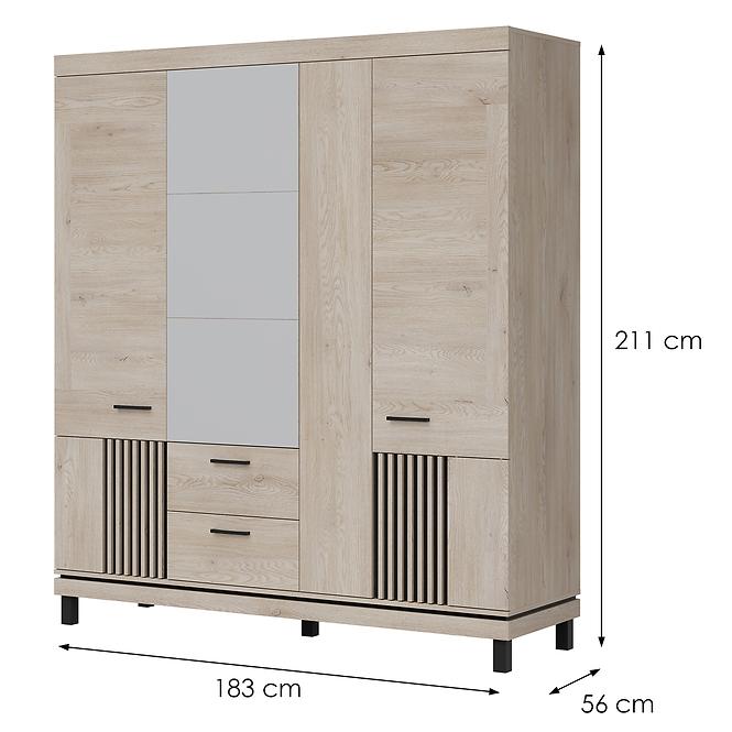 Schrank Mati Mi16 eiche cremona/schwarz
