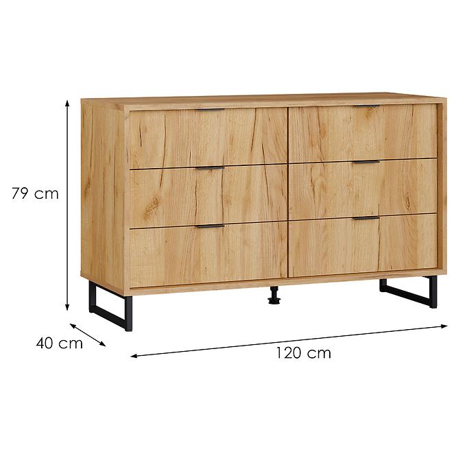 Kommode Konor 120 6s Eiche Craft Gold,2
