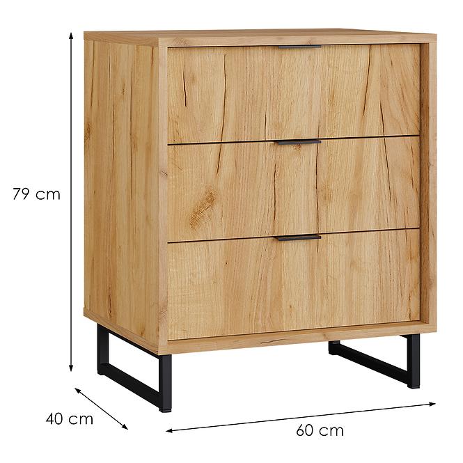 Kommode Konor 60 3s Eiche Craft Gold