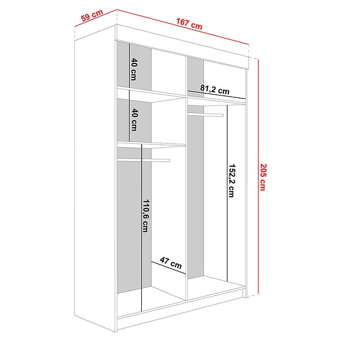 Schrank Lamaro 167 kaschmir + schwarze Einsätze